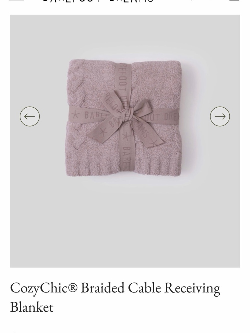 Barefoot Dreams Cable Baby Receiving blanket- Light Blush - Picture 3 of 5